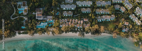 Panorama aerial view of a beach in Phuket, Thailand