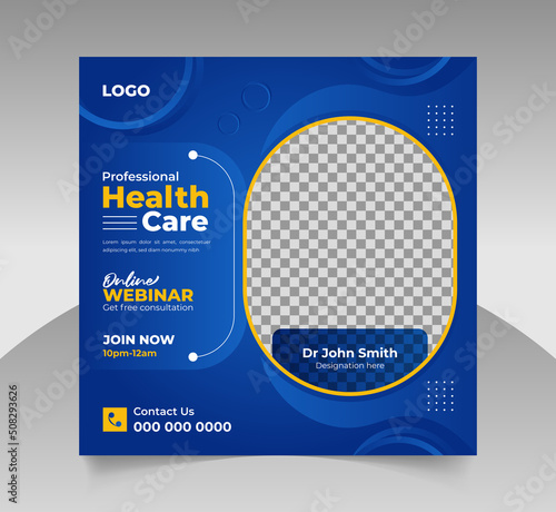 Modern online webinar social media post ads banner template design for medical or doctors