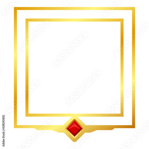 gold square frame with gem