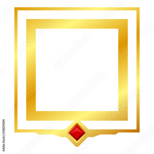 gold square frame with gem
