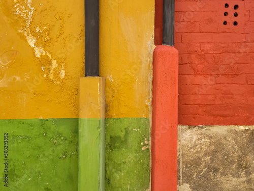 red and yellow wall - Bogota Colombia