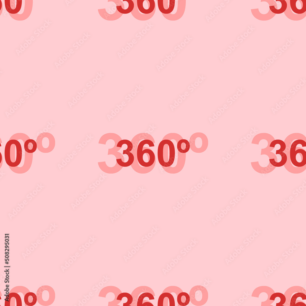 Seamless pattern of large isolated red 360 degree symbols. The elements are evenly spaced. Vector illustration on light red background