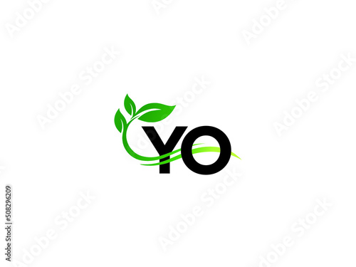 Typography YO Logo Image, Letter Yo oy Green Leaf Logo Icon Design For Your New Business