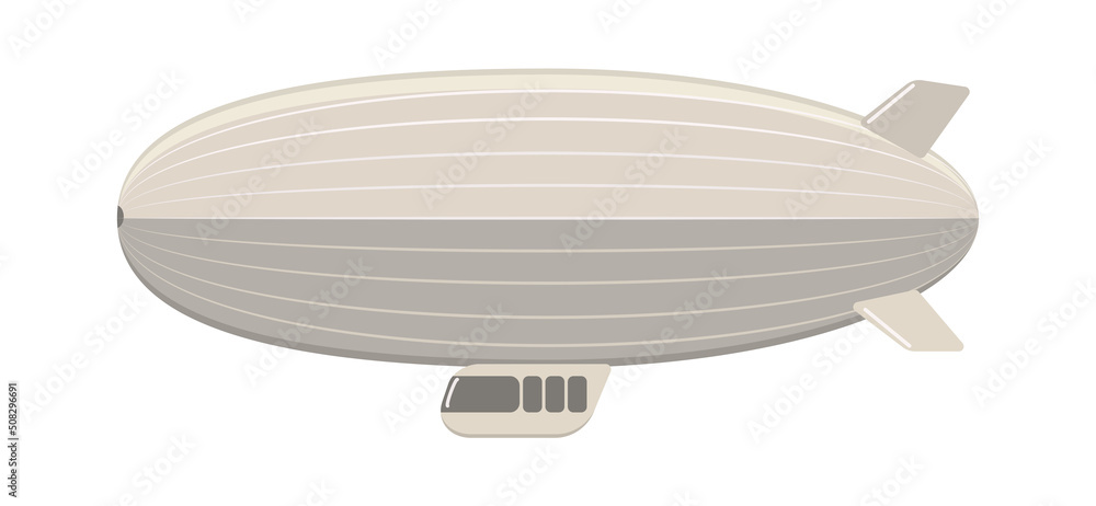 Fototapeta premium Zeppelin vintage. Airship in gray color isolated on white background.
