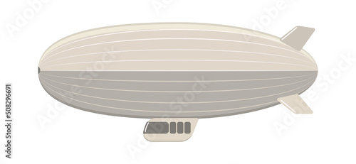 Zeppelin vintage. Airship in gray color isolated on white background.