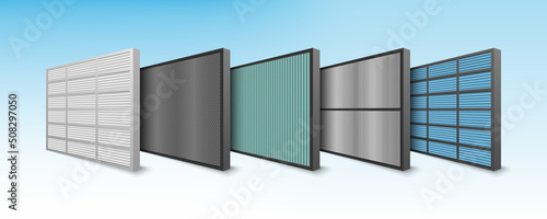 PM 2.5 air filteration and virus protection, 5 layers filter, vector illustration