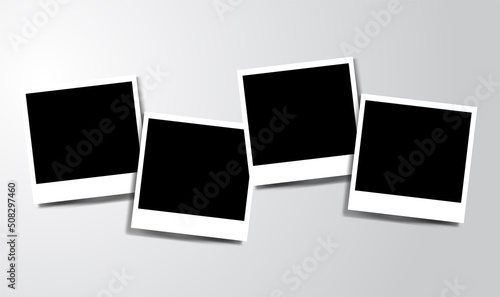 Vector Photo frame mockup design. White border on a  background