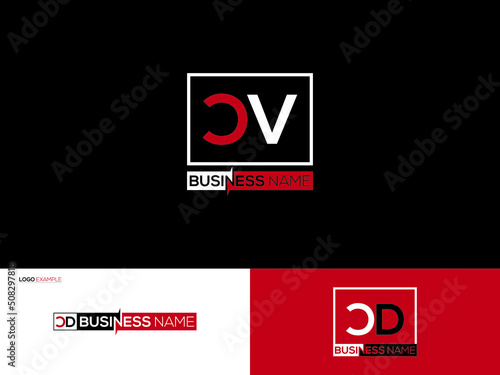 Simple CV Logo Icon, Colorful Cv vc Logo Letter Vector Image Design With Black, Red and White Color