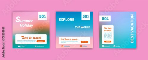 Social media post templates for best travel destinations in summer vacation