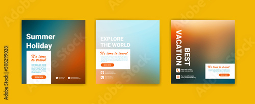 Social media post templates for best travel destinations in summer vacation