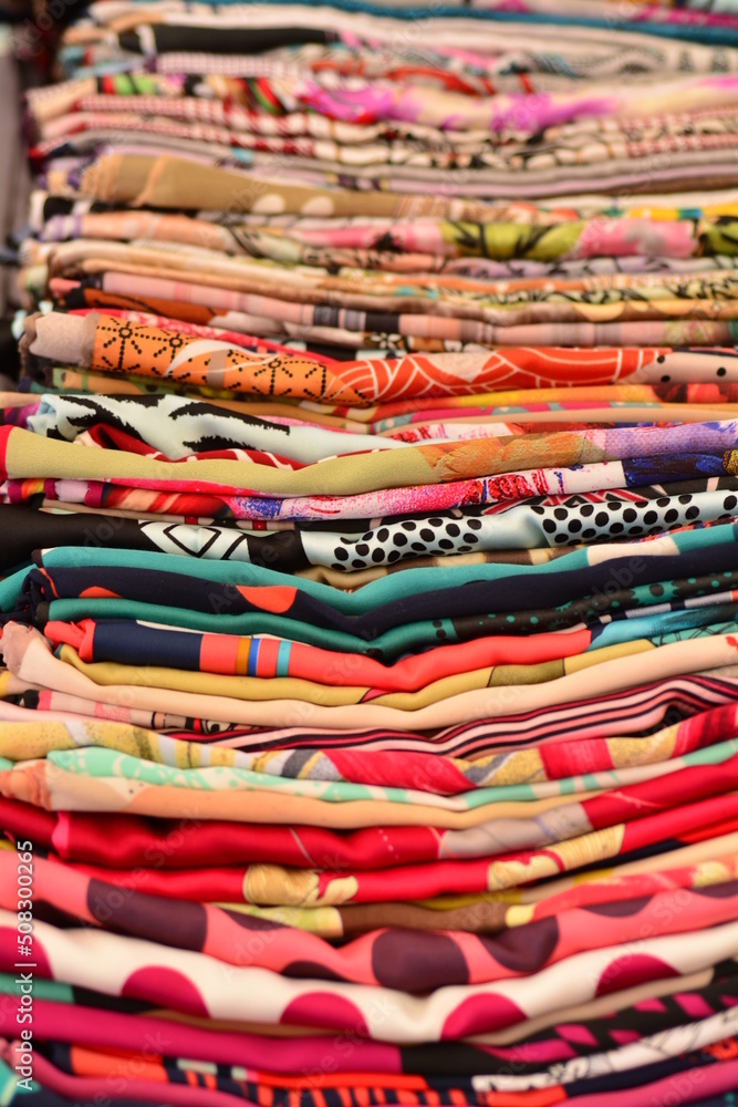 Multicolored fabrics and patterns on the market