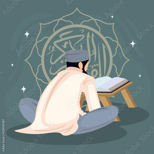 man reading the quran