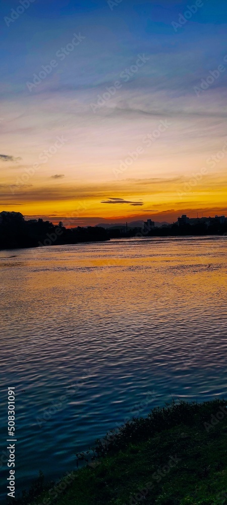 sunset over the river