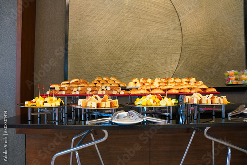 Food on Buffet Breakfast Plates photo