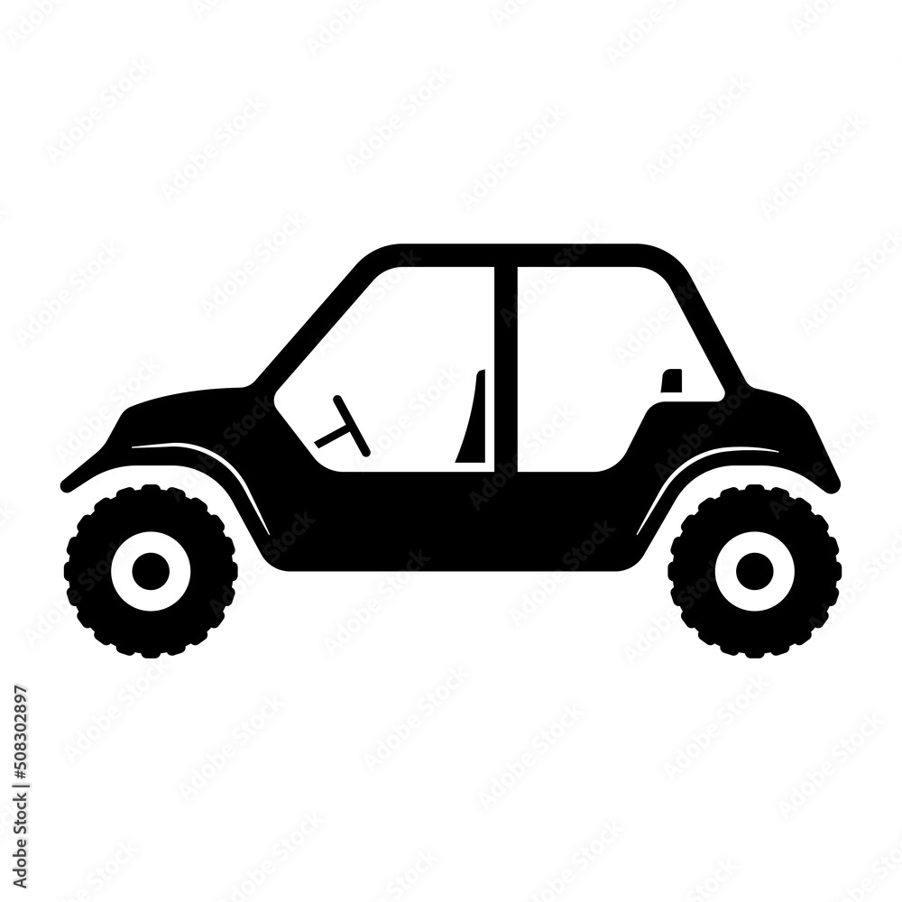 Buggy icon. Black silhouette. Side view. Vector simple flat graphic illustration. Isolated object on a white background. Isolate.