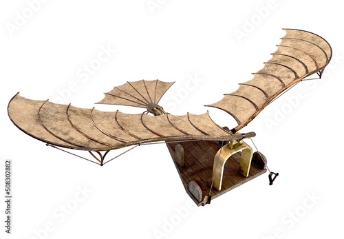 Aircraft, flying machine Leonardo do Vinci, wallpaper front view from the left