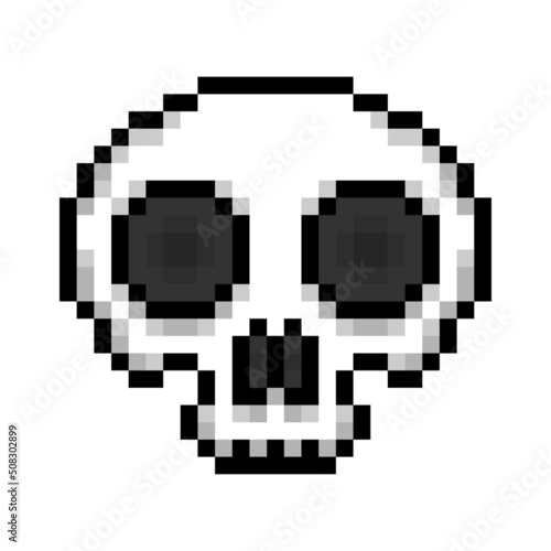 Pixel skull icon. Color silhouette. Front view. Vector simple flat graphic illustration. Isolated object on a white background. Isolate.