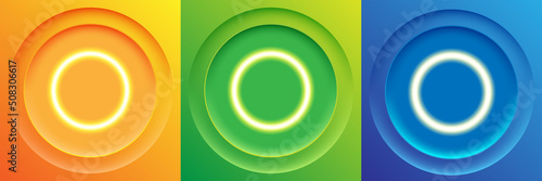Shining ring lights abstract techno circular Creative linear circles round borders frames decorative design templates