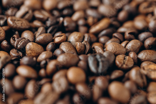 Coffee beans background with copy space