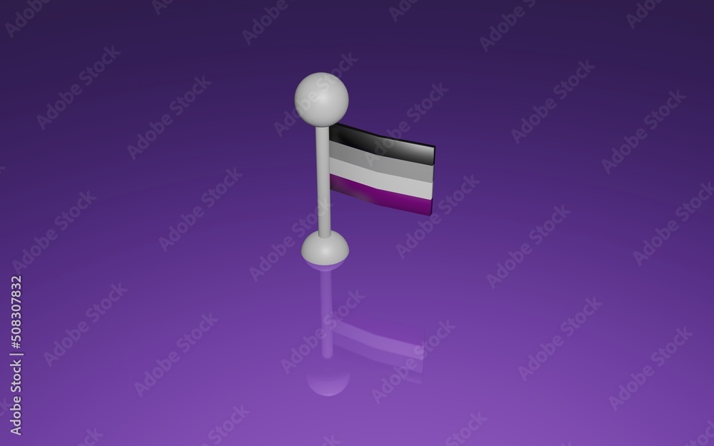 Asexual flag, purple wallpaper, render Asexual flag, purple wallpaper, render
