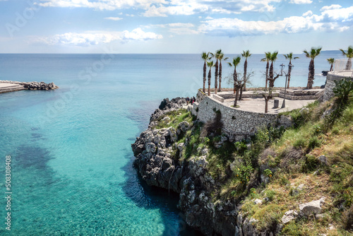 Quadro su tela Castro, Salento, Apulien, Italien, Palmen, Strand, Meer, Küste, türkis, Urlaub,