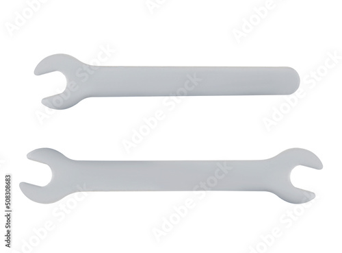 wrench, improvised repair tool, on a white background, collage