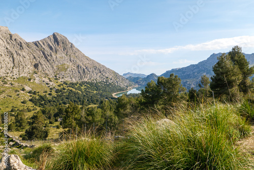 Wanderung auf dem Fernwanderweg GR 221 Ruta de Pedra en Sec von Soller nach Lluc durch die Serra de Tramuntana mit wunderbarem Blick auf dem Cúber Stausee.