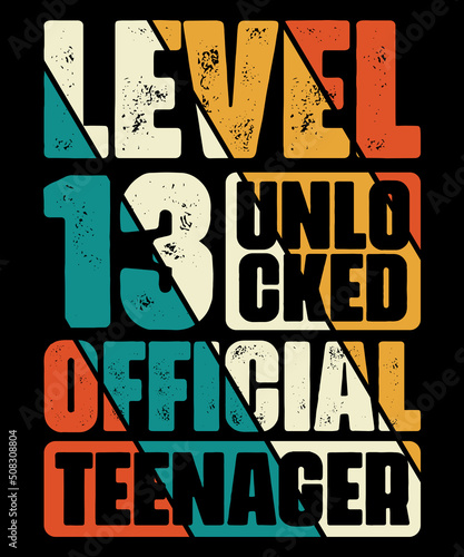 13th Birthday Shirt Level 13 Unlocked Official Teenager Retro Video Game Controller Gamer Vintage T-Shirt
