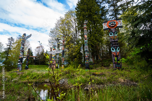 Stanley Park Totem Poles in Vancouver Canada