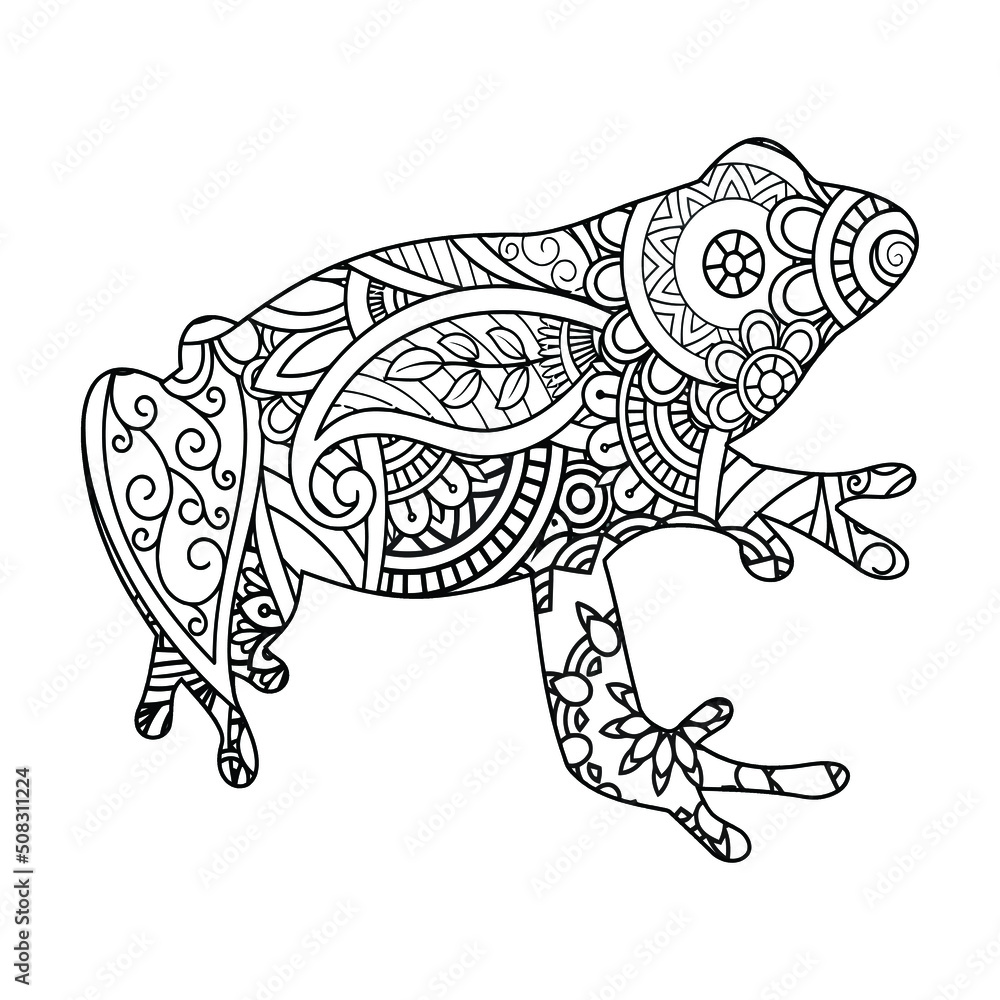Mandala Frog Coloring Page For Kids Stock Vector Adobe Stock
