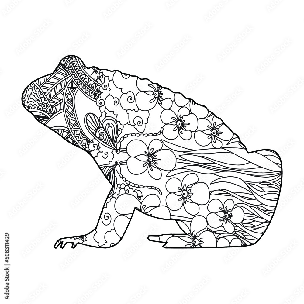Mandala Frog Coloring Page For Kids Stock Vector | Adobe Stock