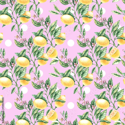 Watercolor geometric lemon pattern