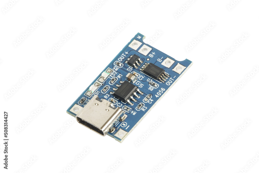 ithium battery charger module isolated on white. ithium battery charger module isolated on white.