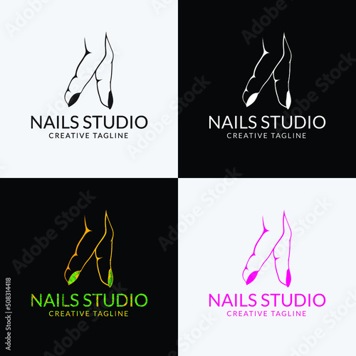 Nails Studio Logo. Modern luxury brand element sign. Vector illustration.