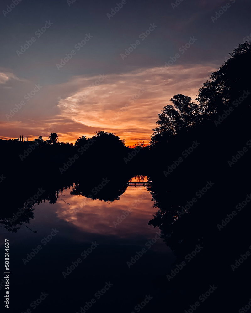 sunset over lake