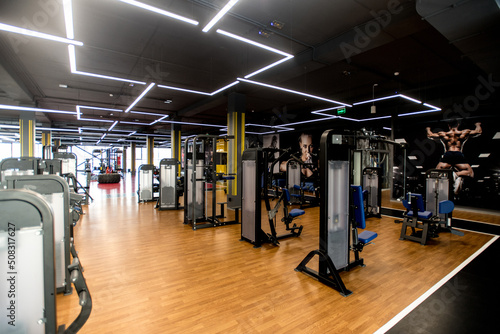 Modern sport club with modern sports equipment for athletes and healthy people