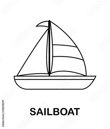 Coloring page with Sailboat for kids