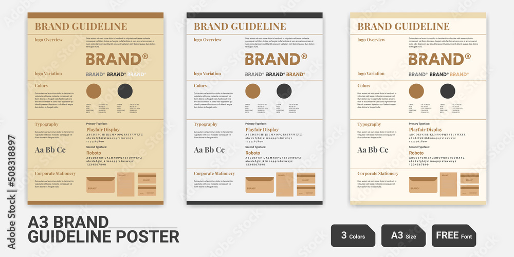 Vettoriale Stock A3 Brand Guideline poster Layout Brand Guideline Template  DIN A3 Brand Guideline Brand Identity Poster Brand Guidelines poster |  Adobe Stock