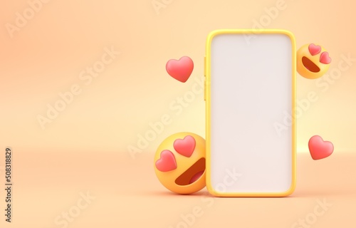 Smartphone with 3D Emojis. 3D Render
