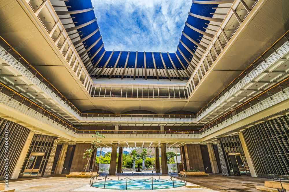Open Air Atrium State Capitol Building Legislature Honolulu Hawaii