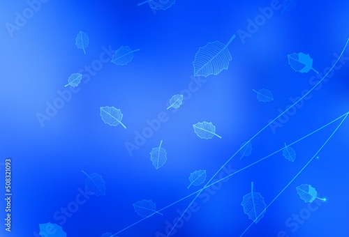 Light BLUE vector doodle texture with trees, branches.