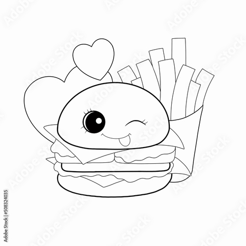 Burgués and chips illustration 