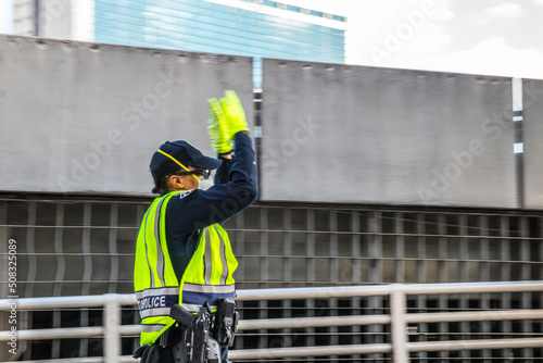 Atlanta Police officer wearing a face mask during George Floyd protests photo