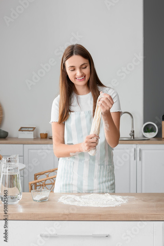 Pretty young woman with raw...