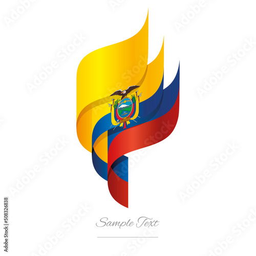 Ecuador abstract 3D wavy flag yellow blue red modern Ecuadorian ribbon torch flame strip logo icon vector