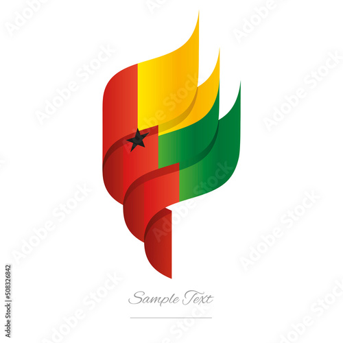 Guinea Bissau abstract 3D wavy flag red yellow green modern Bissau Guinean ribbon torch flame strip logo icon vector