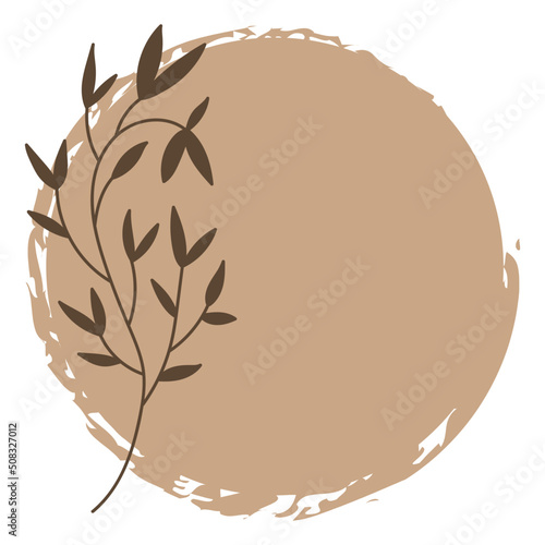 Boho leaf element with shape. Aesthetic illustration of a leaflet. Vector boho style illustration.