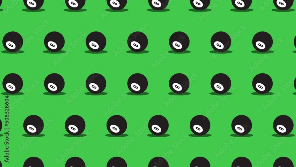 Rolling Billiard balls in simple animation in flat design style. Seamless loop sport ball motion graphic Rolling Billiard balls in simple animation in flat design style. Seamless loop sport ball motion graphic