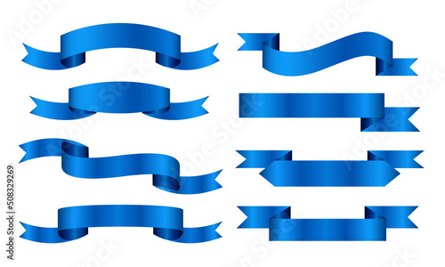 set of ribbons blue gradient color