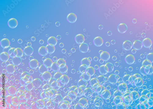 Bath bubble. Detergent soap foam and suds for bathtub. Shampoo.